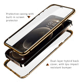 TD® Étui magnétique pour téléphone portable pour iPhone 12 en alliage d'aluminium en verre double face Housse de protection à 360 de
