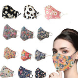 TD® Masque en tissu floral lavable pour femmes masque anti-buée masque respirant froid masque d'impression de fond marguerite