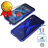 Coque Huawei Honor 9X, Étui Adsorption Magnétique Double face Verre trempé Couverture pour Huawei Honor 9X Global -Bleu
