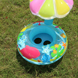 TD® Parasol pour enfants anneau de natation champignon anneau de siège protection environnement épaississement PVC bébé couleur bleu