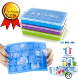 TD® Bac à Glaçons en Silicone avec Couvercle/ 3 pièces Moule à glaçons Démoulage Facile/ Plateau à glaçons/ 24 Cubes de glace