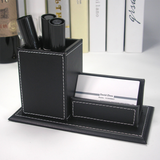 TD® Boîte de rangement Boîte de rangement créative multifonctionnelle Porte-stylo en cuir de bureau de couleur unie Porte-cartes vis