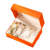 Ensemble de bijoux Coffret cadeau de dame Cadeau d'anniversaire Montre exquise Bracelet Collier Alliage Acier inoxydable Cade