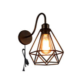 TD® UNI Lot de 2 Applique Murale Intérieur Vintage Industrielle Luminaire Eclairage Noir Cage Diamant en Métal Noir