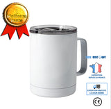TD® Tasse à café Tasse de bureau Isolation en acier inoxydable Poignée sous vide Tasse à café Tasse à eau avec poignée Tasse eau bla