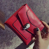 TD® Porte-Monnaie Cuir PU Couleur Rouge Mate Femme un Bouton à Pression  en Tête de de Serpent Porte-Cartes Portefeuille
