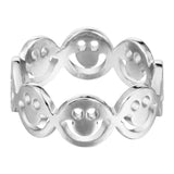 TD® Bague Soleil Sourire Visage Anneau Doux Bijoux Amitié Cadeau pour Femmes et Filles Mignon Smiley Anneau Plaqué Argent Fantaisie