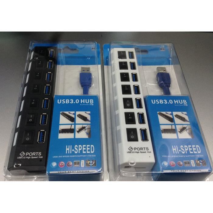 TD® Port Hub USB 3.0 High Speed 7Ports Pour Ordinateur, Pc, Tablette /câble connectique-accessoire port USB-informatique