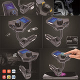 TD® Transmetteur FM bluetooth voitures jack kit  mains libres adaptateur sans fil avec chargeur radio écran LED port USB noir musiqu