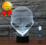 TD® 3D Lampe Illusion Optique Led Veilleuse 3D Emoji Alien Lampe Table De Bureau Nuit Lumière 7 Changement De Couleur Usb Led