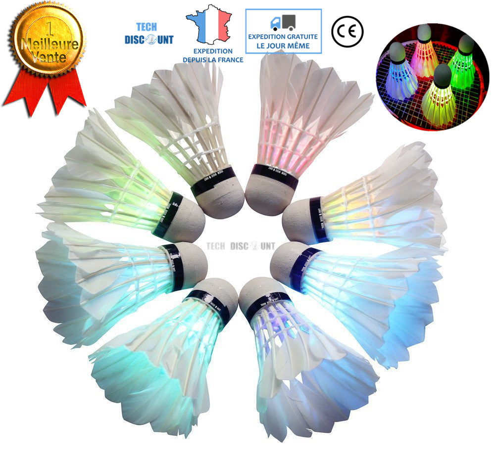TD® 4 volants LED badminton lumineux boule lueur activité sport plein air formation plume plastique la nuit éclairage durable extéri