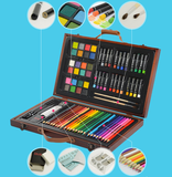 TD® Ensemble d'outils de peinture puzzle enfants peinture en bois massif coffret cadeau 79 pièces crayons aquarelle crayons amusants
