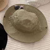 TD® Chapeau de pêcheur à séchage rapide pour enfants printemps et été sortie coupe-vent couleur unie chapeau rabattable à grand bord