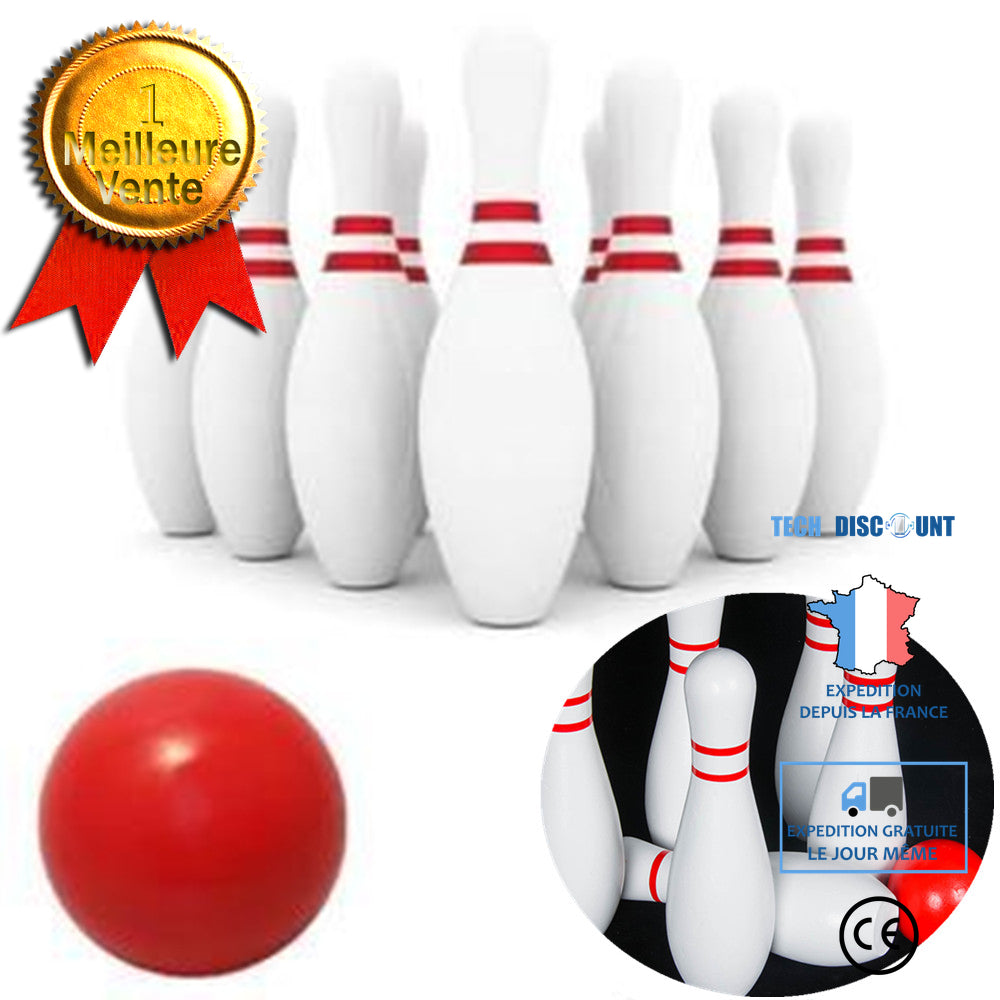 TD® Mini Jeu de Bowling 10 Quilles + 1 Balle et 1 Tapis/ Jeu Bowling E –