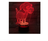 TD® 3D Lampe Illusion Optique Led Veilleuse 3D Mignon Chien Chien Patrouille Led Lampara Nuit Lumière Bureau Table Chambre SDK185230