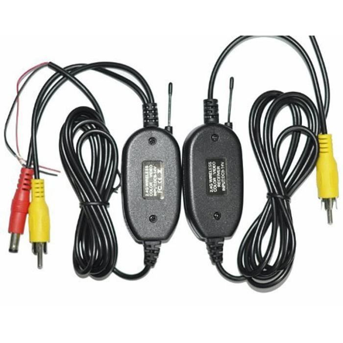 TD® kit émetteur récepteur transmetteur Câble caméra de recul 2.4G RCA vidéo sans fil voiture moniteur vue arrière alimentation sign