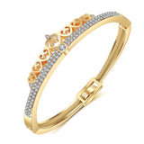 TD® Bracelet Ajouré d'une Couronne en Coeurs Serti de Strass pour Femmes Crystal Charms Élégant Zircon Bijoux Cadeau Couleur Or Rose