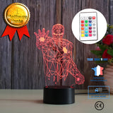 TD® Demi-longueur Iron Man 3D veilleuse télécommande sept couleurs atmosphère cadeau veilleuse modèle de télécommande