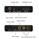 TD® Adaptateur ARC vers Audio Adaptateur de retour audio HDMI Fibre Coaxial 3,5 mm Convertisseur de sortie audio Petit et portable