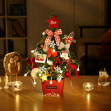 TD® Noël Mini Petit Sapin de Noël Ornement avec Lumières 50cm Bureau Sapin de Noël Rouge Ensemble