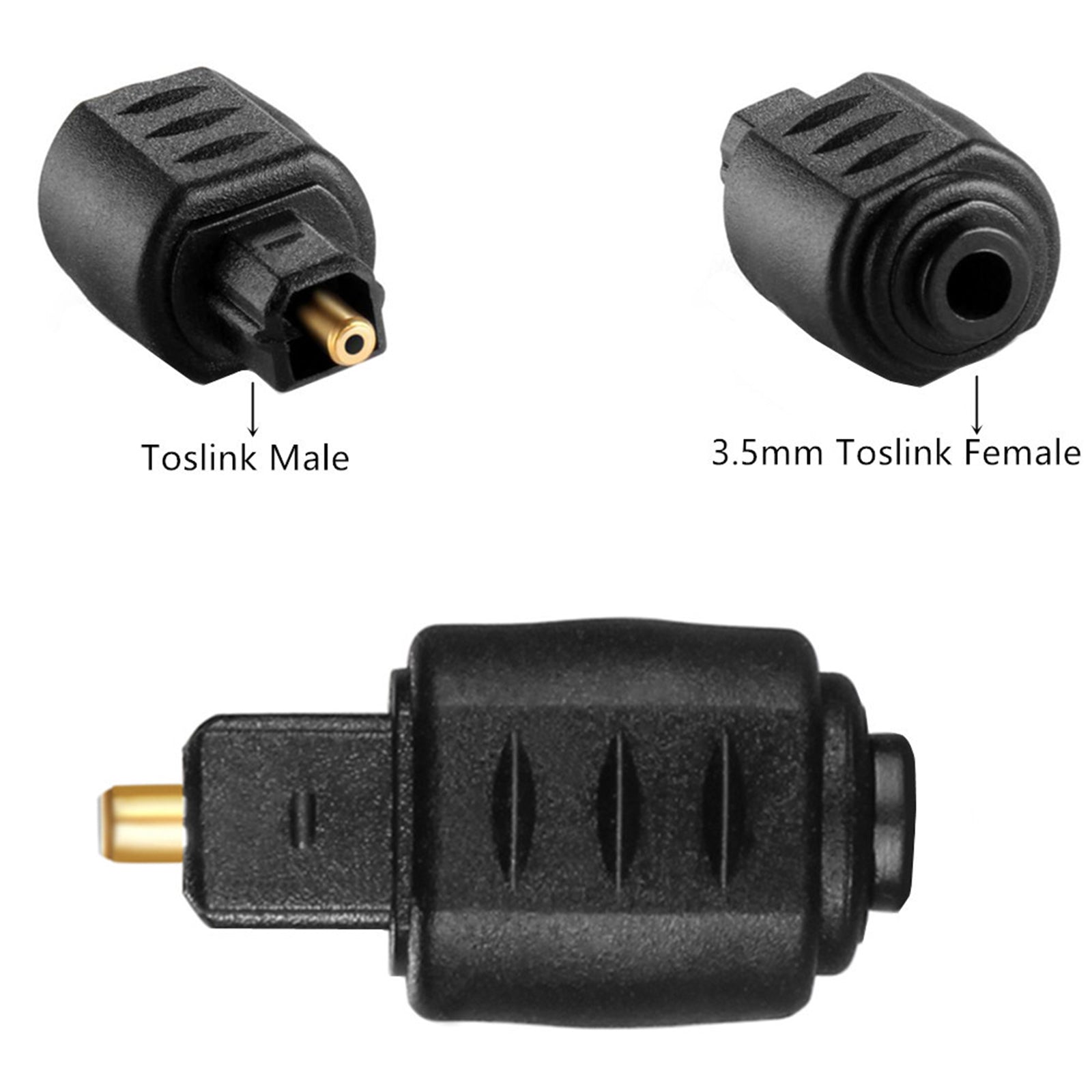 TD® Adaptateur optique jack vers Toslink femelle male câble TV mini toslink double extrémité entrée sortie couleur noir plug 3,5mm