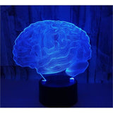 TD® Lampe optique poser décoratif tactile 7 couleurs illusion optique - modèle cerveau - faible consommation câble USB ou 3 piles AA