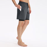 Pantalons de sport Faux shorts de fitness deux pièces pour hommes Pantalons d'entraînement de basket-ball hauts ajustés Panta