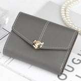 TD® Porte - Monnaie Femmes Tête de Renard/ Porte-Cartes en Cuir ID Portefeuille Bourse Sac à Main Gris Foncé Tendance Résistant
