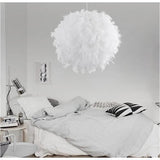 TD® 3 Pièces Lustre suspension en plumes 50 cm E27 45 W blanc Lustre En Forme De Plumes Naturelles Pour Décoration Chambre...