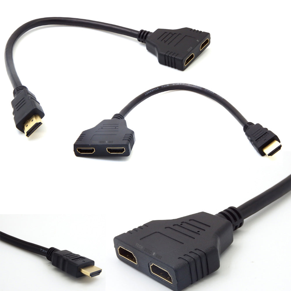 TD® Adaptateur de ligne de conversion Câble adaptateur HDMI un point deux lignes HD 1 point 2 Câble adaptateur noir plaqué argent 30
