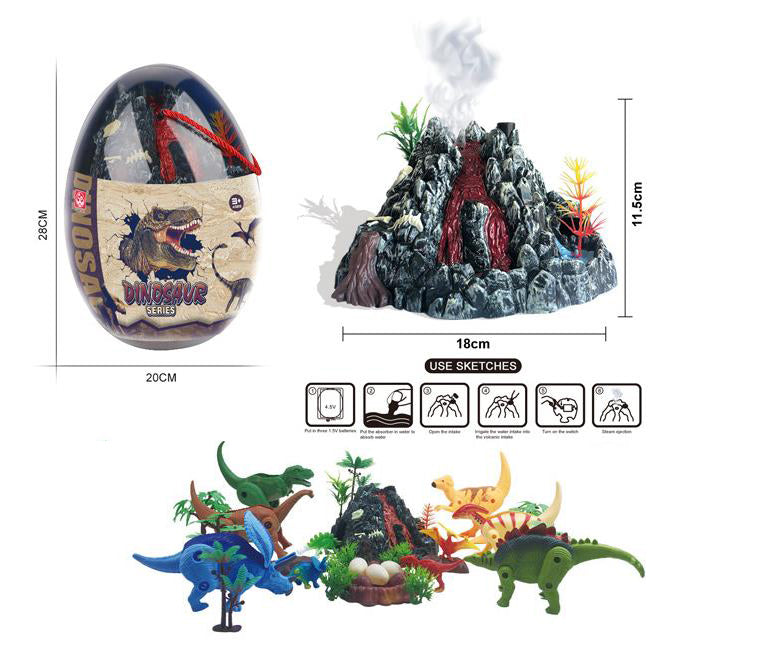TD® Jouet pour enfant Jurassic World avec volcan et dinosaures - Cadeau Noël lumière et fumée - thème préhistorique