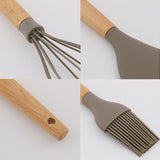 TD® Cuisine Ustensiles de cuisine Ensemble, ustensiles antiadhésives Ensemble, avec poignée en bois de hêtre, Kit Premium Silicone25