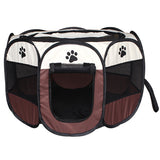 Tente pliable marron octogonale pour chien