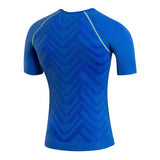 T-shirt de sport pour hommes, ligne rouge noire, à manches courtes, extensible, compression serrée, séchage rapide, chemise m