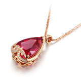 Collier pendentif en or rose en forme de goutte de tempérament chaîne de clavicule de mode collier en or rose cadeau de vacan
