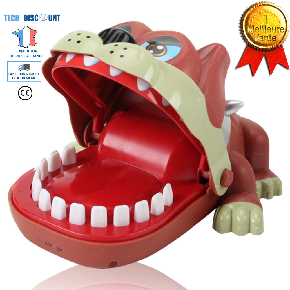 TD® Jouet créatif chien animal jouer interactif dent amusement pour les enfants ludique apprentissage appuyer os féroce marron coule