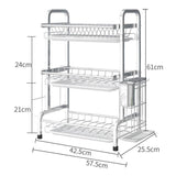 TD® Égouttoir à vaisselle de cuisine en acier inoxydable pour sécher la vaisselle et les baguettes Armoire de vidange à double couch