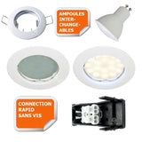 TD® Lot de 12 LED complètes, éclairage intérieur extérieur pots de LED complète blanche encastrables puissance 5W halogène chaud