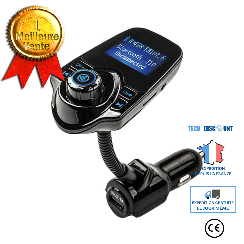 TD® Kit Chargeur MP3 USB Lecteur de Musique sans fil Bluetooth TranEMetteur FM Émetteur Bluetooth de voiture grand écran