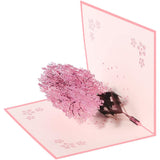 TD® Carte de voeux Saint Valentin amour bénédiction fait à la main 3D carte en trois dimensions couple fleur de cerisier