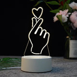 TD® Lampe 3D LED USB Plaque Acrylique Main et Cœur / Veilleuse Table Chevet Bureau Chambre Décor cadeau chaud lampe blanche