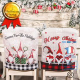 TD® Décoration de Noël toile de jute dessin animé mignon sans visage vieil homme couverture chaise cadeau de noël maison habiller 2p