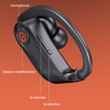 TD® Écouteurs Bluetooth sans fil suspendus oreille sport course à pied réduction du bruit longue durée de vie de la batterie