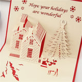 Carte de Noël en trois dimensions, creux 3D créatif, château de Noël personnalisé fait à la main, carte de bénédiction