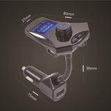TD® Transmetteur FM bluetooth voitures jack kit  mains libres adaptateur sans fil avec chargeur radio écran LED port USB noir musiqu