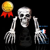 TD® Crâne et Mains de Squelette Humain / Décoration Halloween / Accessoires pour Fêtes à thème/ Horrible en plastique/ Kit Déco