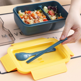 Boîte à bento Boîte à lunch pour étudiant rectangulaire monocouche de style japonais avec chauffage à micro-ondes pour couver