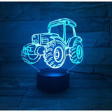 TD® Lampe optique poser décoratif tactile 7 couleurs illusion optique - modèle tracteur - faible consommation câble USB 3 piles AAA
