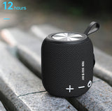 TD® Haut-parleur sans fil Bluetooth noir cylindrique avec touches blanches en plein air, étanche Mini haut-parleur en tissu portable