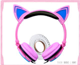 TD® Casque filaire audio kawaii enfant gaming anti bruit oreille de chat lumineux musique téléphone pliable écouteurs puissant